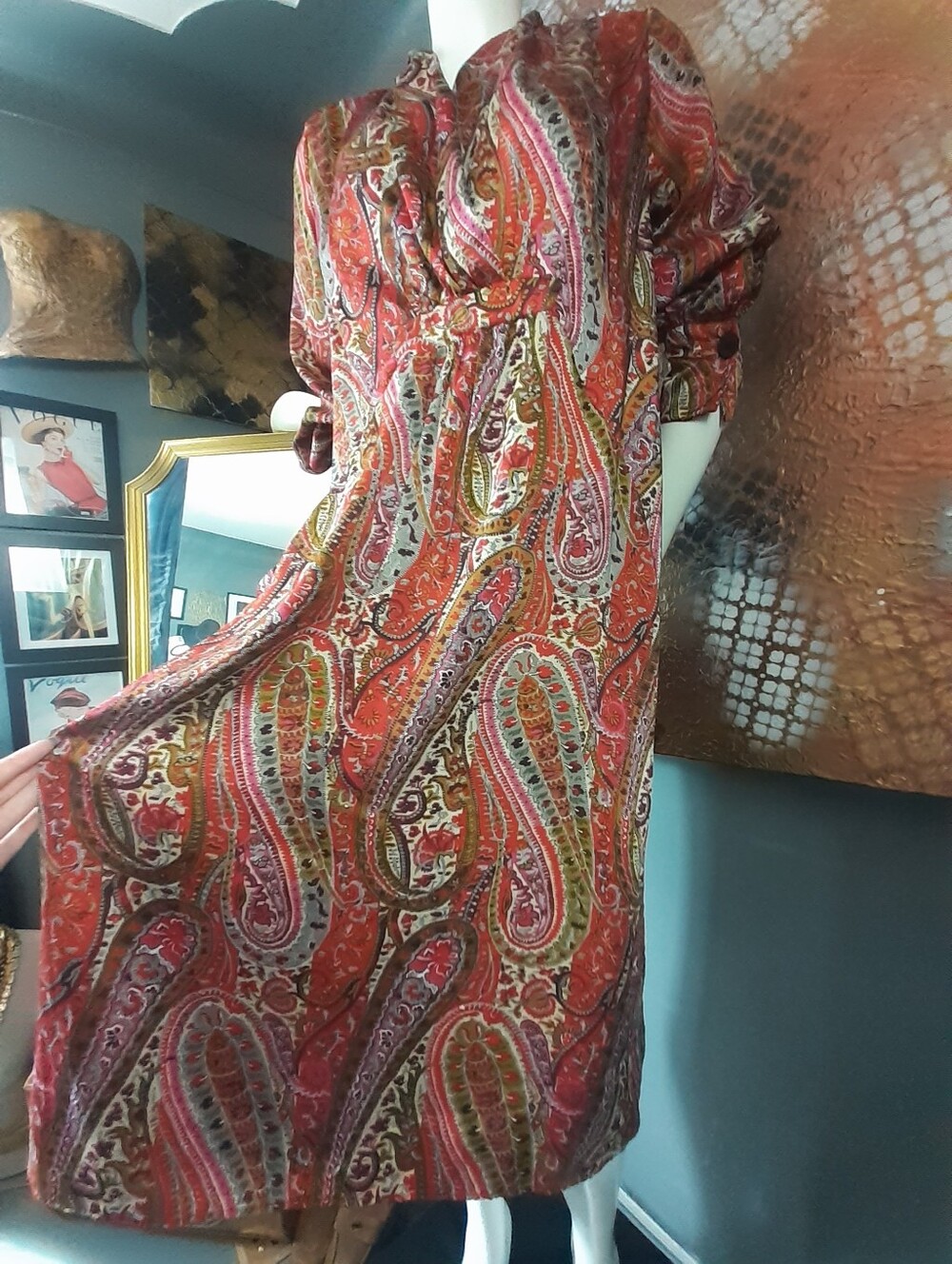 Zara Satin Paisley Print Women’s Midi Dress in Multi-Color